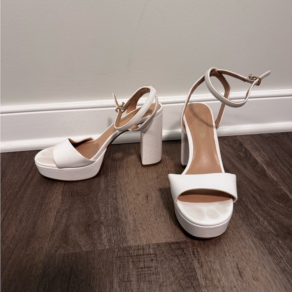 Elegant White Block Heel Sandals
